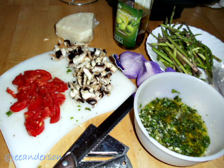 fresh food and pesto