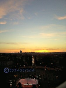 Sunset over Rome from Villa Borghese park
