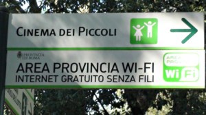 sign to direct you to WiFi zone Villa Borghese park Rome